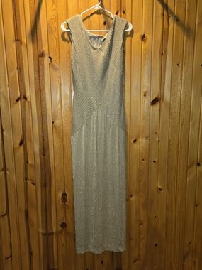 Vintage Alex Evenings Sleeveless Metallic Evening Gown - Champagne